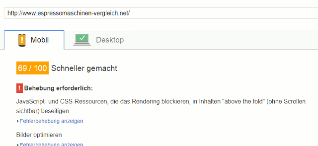 Pagespeed Espressomaschinen