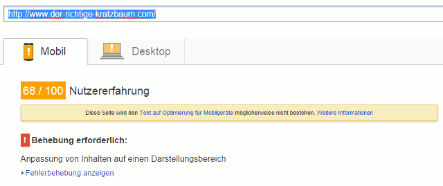 Pagespeed Kratzbaum