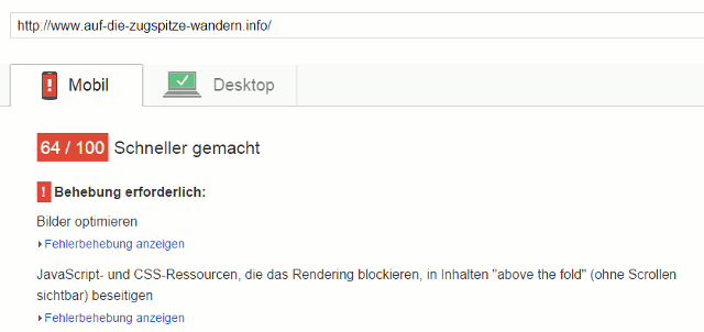 Pagespeed zugspitze