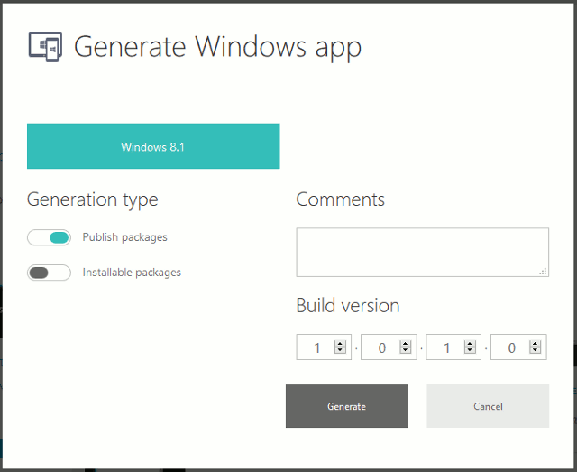 Windows App Studio Generate