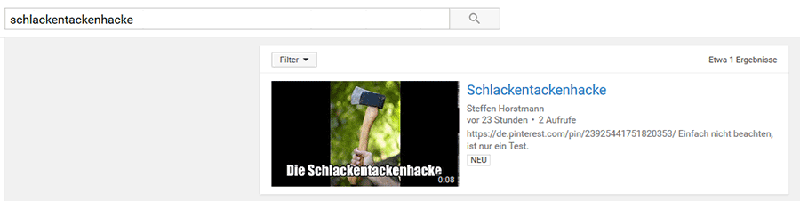 Schlackentackenhacke bei YouTube