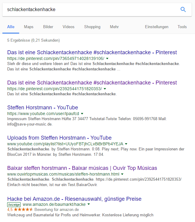 Google Ergebnis Schlackentackenhacke