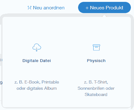 Wix Produkt anlegen