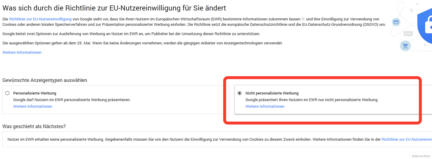 Artikelbild AdSense unpersonalisierte Anzeigen