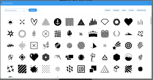 Wix Logo Maker Symbol Dialog#